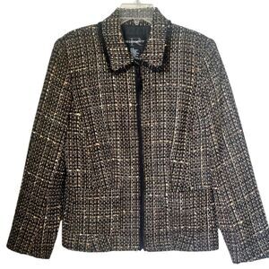 Requirements Tan Brown Tweed Textured Zip Front Career Business Fall Blazer 12